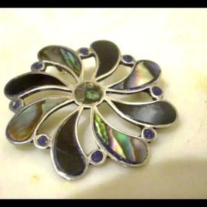 VTG Sterling Silver Abalone PENDANT Taxco MEXICO